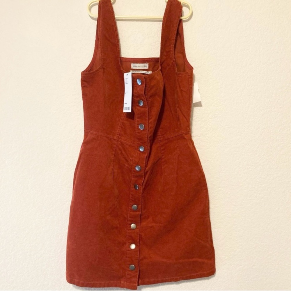 NWT Urban Outfitters Orange Corduroy Jumper Dress Women’s 8 Mini Dress Buttons